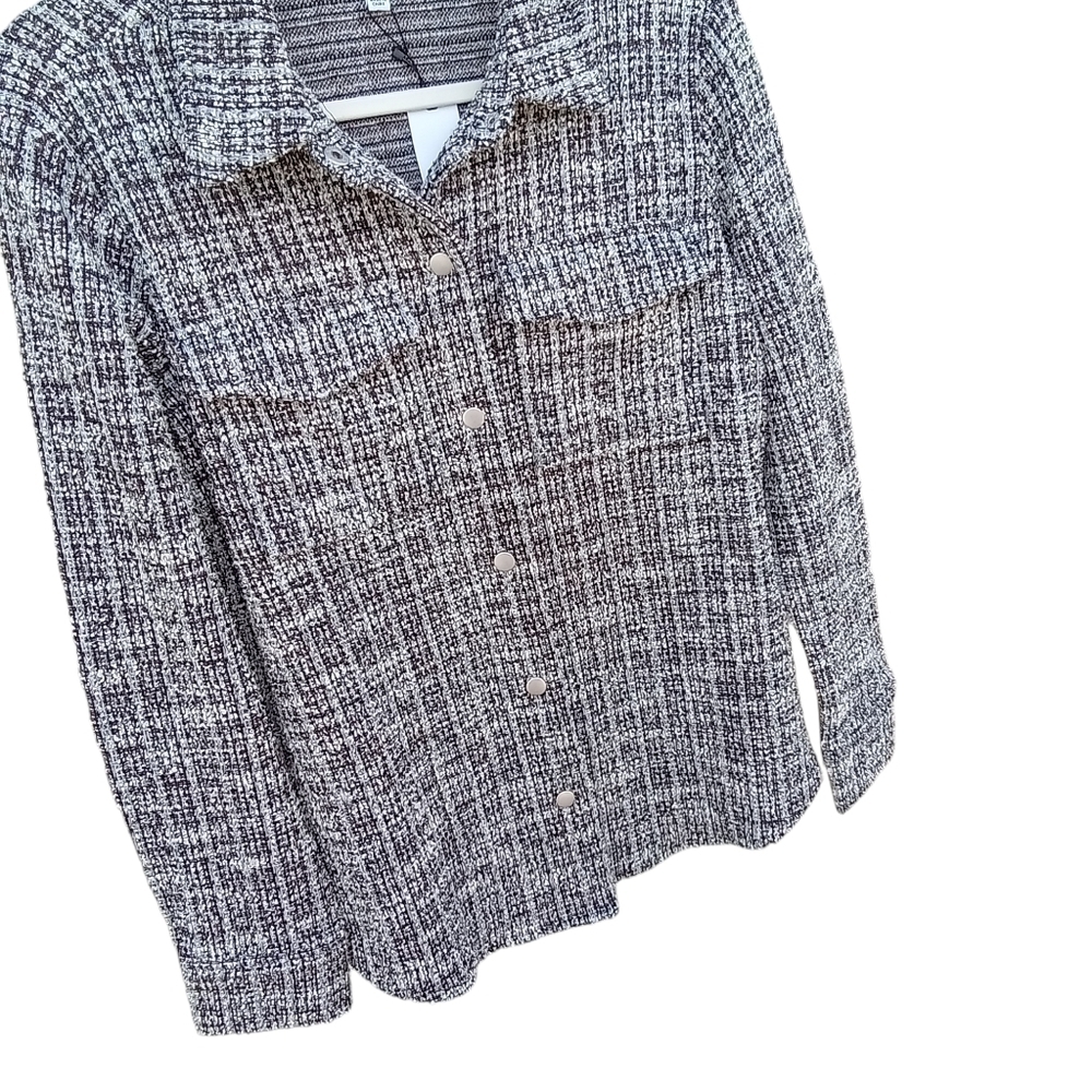 BB Dakota by Steve Madden Cuddled Up Tweed Shirt Jacket Women Size Small - Picture 4 of 12